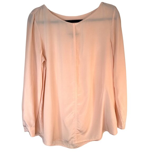 2/$30 Banana Republic Medium Pale Peach Silk Long Sleeve Blouse - Picture 2 of 16